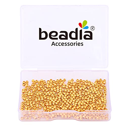 18K Gold Plated Round Spacer Beads 2.5mm 500pcs for Jewelry Making Findings Non Tarnish - color: 18K Gold, size: 2.5mm