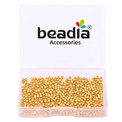 18K Gold Plated Round Spacer Beads 2.5mm 500pcs for Jewelry Making Findings Non Tarnish - color: 18K Gold, size: 2.5mm