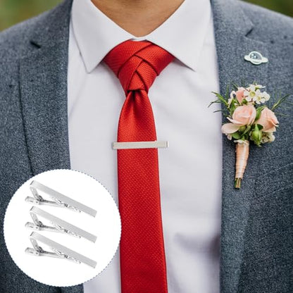 5 Pack Silver Tie Clips for Men, Men's Tie Clips Classic Ties Clip Silver with Adjustable Clasp Necktie Ties Bars Men TieAccessories for Professional Office Formal Events Wedding