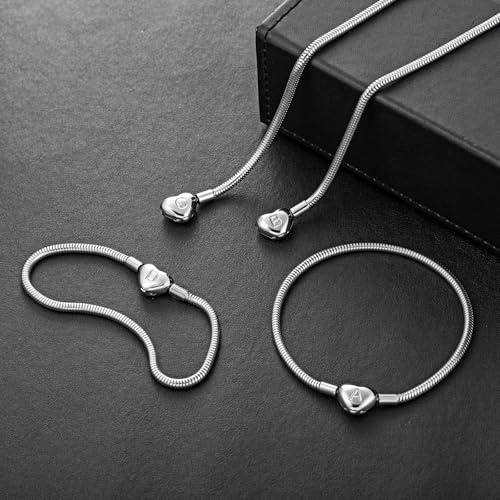 Initial Bracelet Heart Clasp Stainless Steel Snake Chain Alphabet Letter Charm Gift for Women Mom Girlfriend Wife - style: B