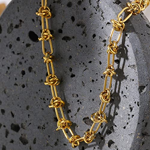 Jude Jewelers Stainless Steel Knotted Braid Chain Classical Plain Collar Choker Necklace - color: Gold