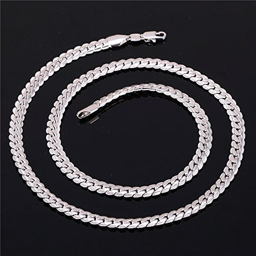 U7 Men Stainless Steel Necklace Cuban Link Chain, Flat Curb Chain Necklaces Unisex, Silver/Black/Gold Plated Chunky Hip Hop Neck Chain, 6mm/9mm Width, 18-32 Inches Length Jewelry for Mens Women - color: c. 6mm Steel, size: 24 Inches, style: a. Flat Curb
