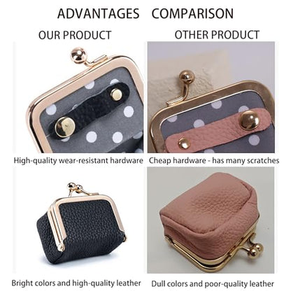 Genuine Leather Mini Jewelry Box & Coin Purse for Women, Travel Jewelry Case with Kiss Lock, Holds Earrings, Rings, Necklace, Bracelet, Coins (Sky Blue) - color: Sky Blue