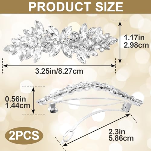 Joez Wonderful 2 Pcs Rhinestone Hair Clips, Silver Bridal Hair Accessories for Women, Sparkly Crystal Hair Pins, Fancy Flower Hair Barrettes for Wedding, Bride (Rhinestone) - color: Rhinestone (2pcs)