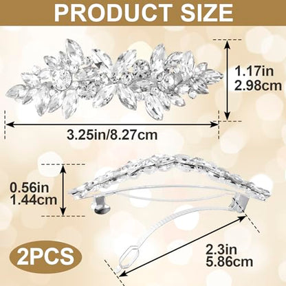 Joez Wonderful 2 Pcs Rhinestone Hair Clips, Silver Bridal Hair Accessories for Women, Sparkly Crystal Hair Pins, Fancy Flower Hair Barrettes for Wedding, Bride (Rhinestone) - color: Rhinestone (2pcs)