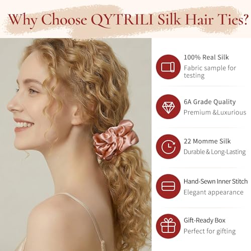 Silk Scrunchie 1.4" Medium Wide 6A 22 Momme 100% Mulberry Silk Hair Ties,Gentle on Hair No Damage No Crease for Women Girls Curly Thick Wavy Hair,Sample Fabric Provided (1, Leopard Print) - color: Leopard Print
