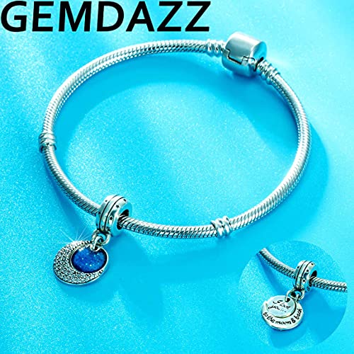 GEMDAZZ 925 Sterling Silver Valentines Day Charms Heart Charms, I Love You to The Moon and Back Pendant, Cupid Arrow and 4 Leaf Clover Beads fit European Bracelets, Gift for Lover/Wife/Girls - color: I Love You to the Moon and Back Charms