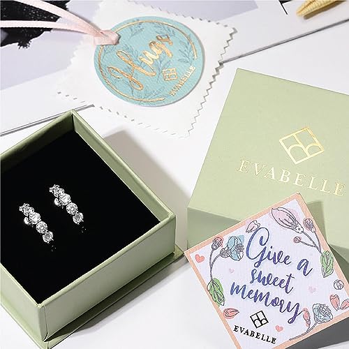 Evabelle Gold Hoop Earrings for Women 14K Real Gold Plated Cubic Zirconia Diamond Hoop Earrings Huggie Hoop Earring Women Earrings Earring for Men 925 Sterling Silver Post Hypoallergenic - color: Hoops 02-18k White Gold Plated