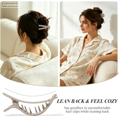 Large Flat Hair Clips for Women, French Flat Claw Clips for Medium Thick Hair | Strong Hold Hair Clips for Styling, Driving, Daily Wear | Beige, Light Dark Brown, Black - 4Pcs - color: Black, Dark Brown, Light Brown, Beige