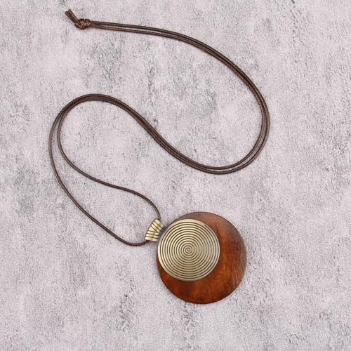 Bohemian Necklaces for Women Long Leather Necklace with Large Pendant Chunky Boho Hippie Jewelry Pendant Chocker Necklace - style: Big Pendant Necklace