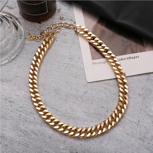 Chunky Gold Chain Necklace for Women Big Chunky Choker Necklace Gold Cuban Link Chain Necklaces Punk Hip-Hop Necklaces Costume Jewelry Gift - color: Gold05