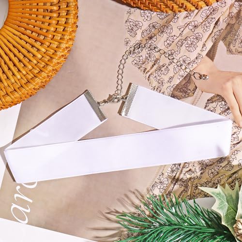 Velvet Choker Necklace for Women Goth Halloween Y2K Ribbon Collar Set - color: 2.54cm-12pcs-white