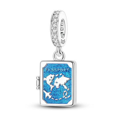 925 Sterling Silver Charms for Bracelets and Necklaces Beads Jewelry Charms for Women - color: Openable Passport Charm