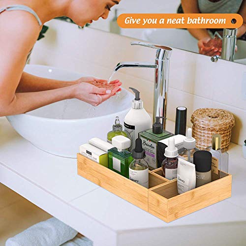 Bamboo Drawer Organizer Utensil Holder for Kitchen, Small Wood Silverware Storage Organizer, Stackable Box Tray for Cutlery, Flatware, Bathroom Caddy for Makeup, Perfume, Jewelry, 6x3x2.5 Inch | Wooden Silverware Tray Cutlery Holder Flatware Containers, M