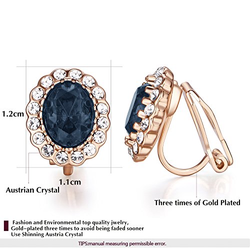 Yoursfs Vintage Crystal Clip On Earrings For Women Platinum Plated Rhinestone Clip On Earrings Non Pierced Oval Shap Cubic Zirconia Earring Hypoallergenic Jewelry - style: Navy Blue Stone Earrings