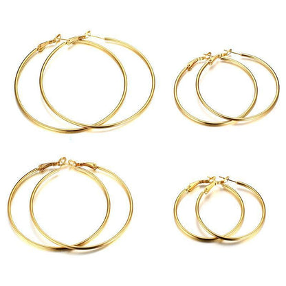 Large Hoop Earrings for Women 4 Pairs Stainless Steel Gold and Silver Hoop Earrings Set Lightweight Hypoallergenic Big Hoop Jewelry for Everyday Party and Gifts 40mm 70mm - color: Gold-60mm