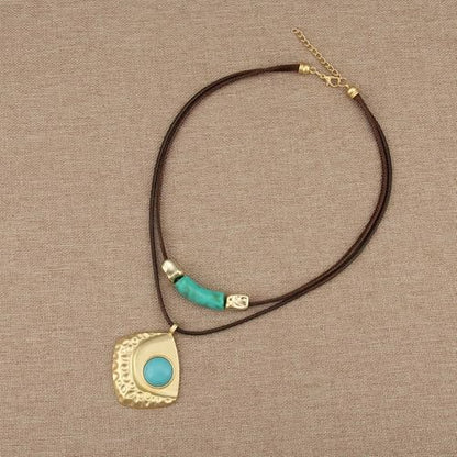 Chunky Pendant Necklace for Women Vintage Boho Necklaces Choker Layered Statement Necklaces Bohemian Jewlery Gifts - style: Boho Style Pendant Necklace