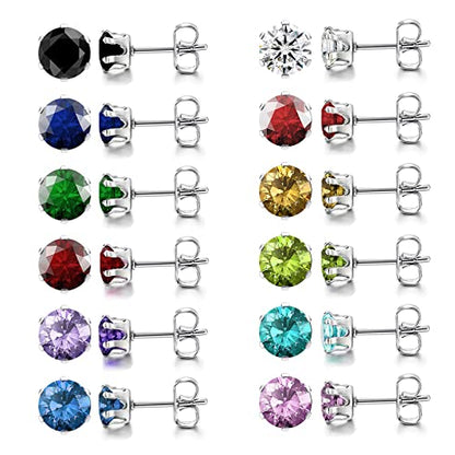 Multicolor Crystal Dangle Studs Earrings Set for Women 925 Silver Hypoallergenic Dangle Earrings Leverback Drop Earring Fashion Cubic Zirconia Leverback Stud Earring Sets Trendy Cubic Zirconia Jewelry Gifts for Women - style: 12-S-S