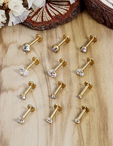 16G Lip Rings Stainless Steel Tragus Helix Conch Piercing Jewelry Snake Bite Piercing Monroe Lip Rings Labret Medusa Cartilage Lobe Earrings Piercing Jewelry CZ 2MM 2.5MM 3MM 3.5MM 4MM 4.5MM - color: 6MM-Gold,2mm/2.5mm/3mm/3.5mm/4mm/4.5mm