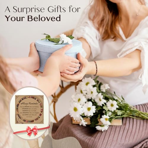 Inspirational Bracelet Gifts for Women, Natural Stone Beaded Bracelets | Thinking of You Get Well Soon Encouragement Healing Bracelets Christmas Day Birthday Gifts for Women Friends Sister - color: A-U JASPER STONE-AUNT