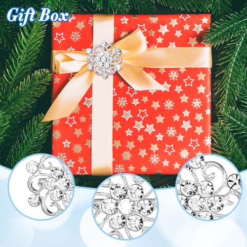 124 Pcs Rhinestone Brooch for Bouquet, Flower Brooch Rhinestone Diamond Brooches Crystal Corsage Boutonniere Stick Pins Embellishments for Crafting Wedding Decor Supplies(Silver)