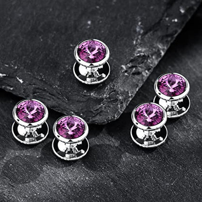 HAWSON Crystal Shirt Studs for Men's Tuxedo Shirt, Tuxedo Buttons for Birthday Wedding Party Christmas. - color: Purple