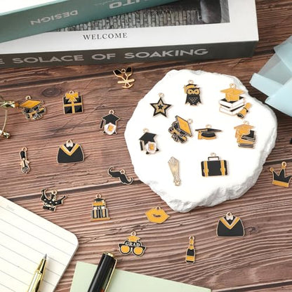 MARFOREVER 40 Pcs/20 Pairs Graduation Charms or Jewelry Making | Graduation Cap Charms, Grad Diplomas Hat Enamel Charm Pendants,Class of 2027 Bracelet Necklace Earrings Making Accessories - style: Graduation