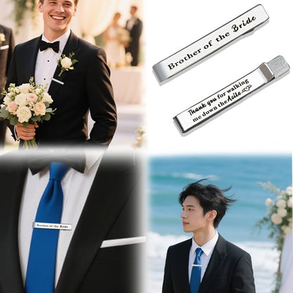 Brother of The Bride Gifts from Brides Sisters Wedding Tie Clip Gifts for Brothers Wedding Bridal Party Gift for Brother Sibling Double Sided Engraved Tie Bar For Bro Cousin