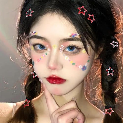 Star Hair Clips Snap Hair Barrettes Non Slip Star Hair Accessories Red polka dot Metal Hair Clips for Girls Women -15 PCS 1.18" - color: 15 P -1.18"-Red polka dots