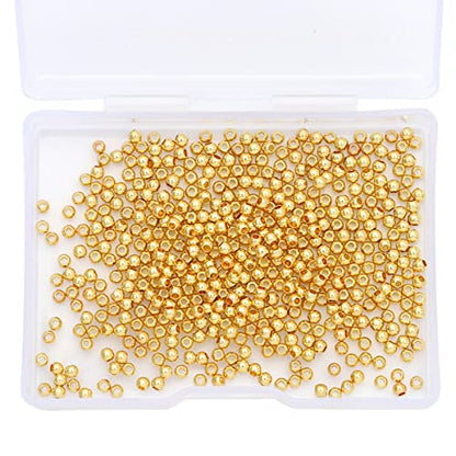 14K Gold Plated Round Spacer Beads 2.5mm 500pcs for Jewelry Making Findings Non Tarnish - color: 14K Gold, size: 2.5mm