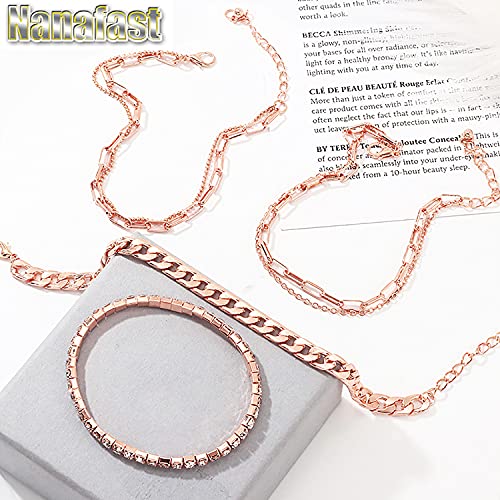 Nanafast 4-6PCS Ankle Bracelets Set for Women Gold Boho Beach Anklet Chain Adjustable Foot Jewelry for Women Extremely Simple Style - color: 4PCS-RoseGold
