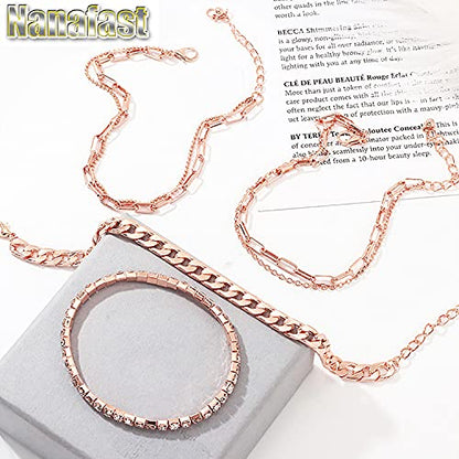 Nanafast 4-6PCS Ankle Bracelets Set for Women Gold Boho Beach Anklet Chain Adjustable Foot Jewelry for Women Extremely Simple Style - color: 4PCS-RoseGold