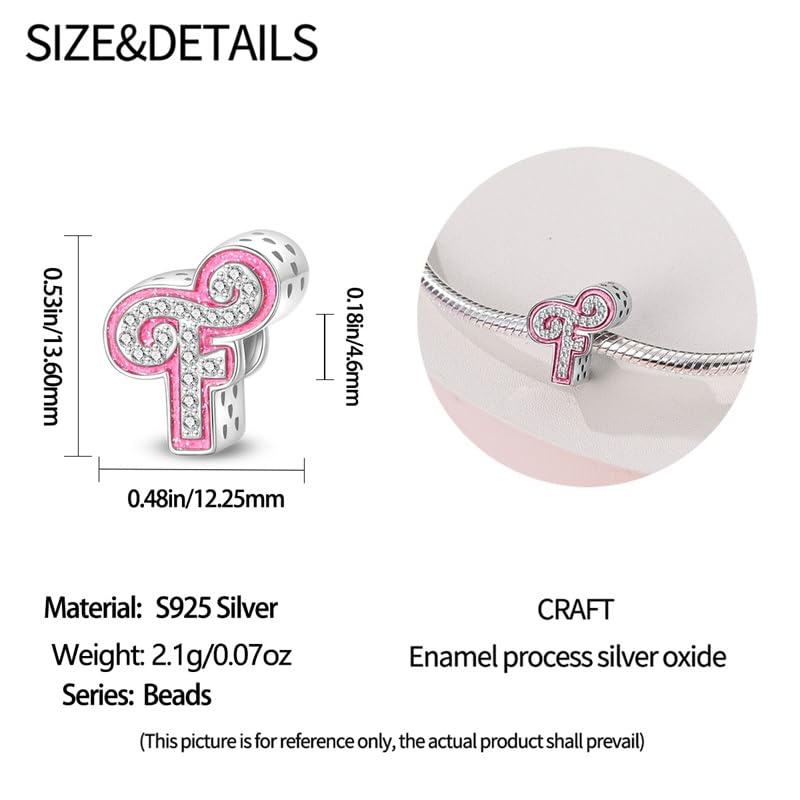 925 Sterling Silver Letter Charms Fits Pandora Bracelets Alphabet AZ Bead Charm for Bracelets Necklace with 5A Cubic Zirconia for Women Birthday Ceremony DIY Jewelry Gift - style: F
