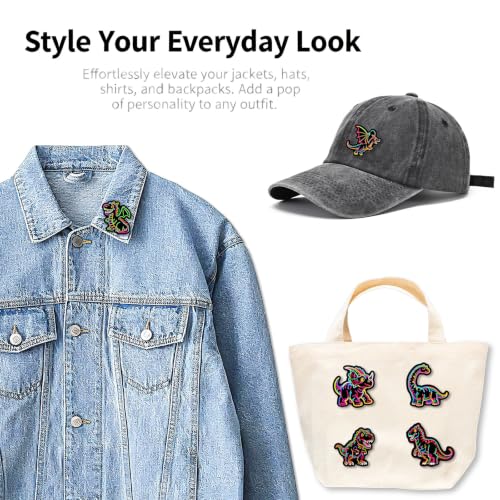 4/6/9/10/12/16/20PCS Cute Enamel Pins Bulk Set, Art Aesthetic Lapel Brooches, Humorous Quote Pins for Backpacks Jackets Hats Bags, Novelty Cool Badges for Women, Men, Teens, Kids - style: 6pcs Dinasour