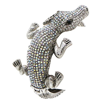 Rosemarie & Jubalee Women's Stunning Crystal Rhinestone Pave Alligator Hinged Cuff Bangle Bracelet, 6.5"