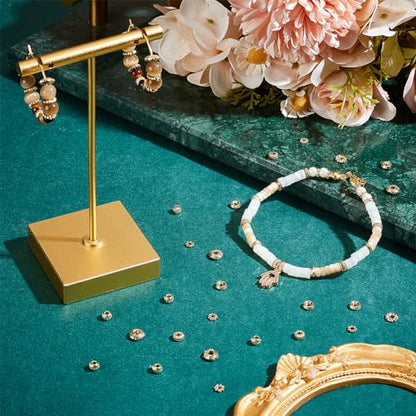 PH PandaHall 300PCS Gold Spacer Beads 6 Style Alloy Jewelry Bead Charm Spacers Wreath Beads Rondelle Disc Loose Beads for Jewelry Making DIY Bracelets Necklace and Crafting - color: Gold Flat