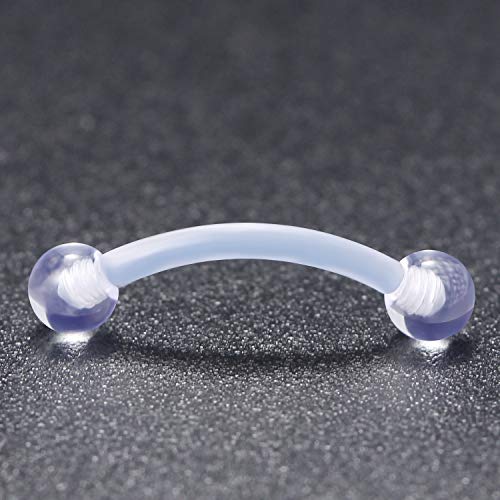 16G Clear Plastic Curved Barbells Eyebrow Ring Snake Eyes Tongue Rings Acrylic Bioflex Cartilage Helix Tragus Earrings Nipple Belly Lip Ring Piercing Retainer Length 6mm 8mm 10mm 12mm 36pcs - color: 36Pcs 16G 10mm