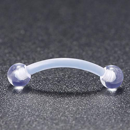 16G Clear Plastic Curved Barbells Eyebrow Ring Snake Eyes Tongue Rings Acrylic Bioflex Cartilage Helix Tragus Earrings Nipple Belly Lip Ring Piercing Retainer Length 6mm 8mm 10mm 12mm 36pcs - color: 36Pcs 16G 10mm
