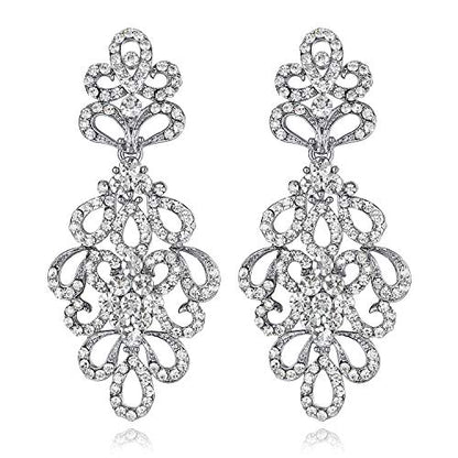 Wedding Teardrop Dangle Earrings Crystal Rhinestone Beaded Chandelier Earrings for Brides Gold - color: C-clear
