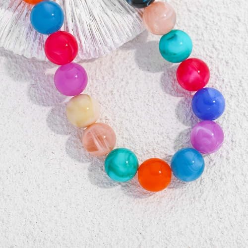 Chunky Beaded Necklace for Women Boho Statement Bead Necklace | Adjustable, Lightweight Choker, Round/Oval/Pebble Beads, Trendy Summer Beach Jewelry - color: Colorful