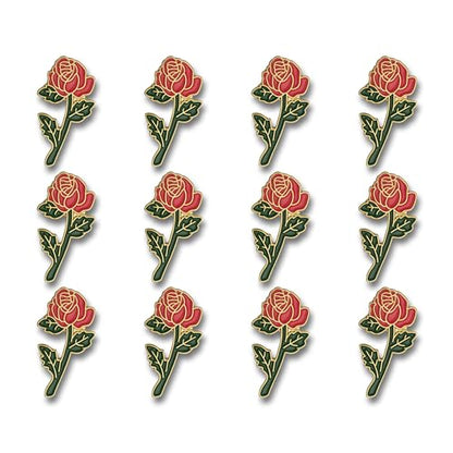 SHOP AWARDS AND GIFTS Rose Flower Enamel Metal Lapel Pin, Retro Pins for Clothes, - style: Red Rose, Pack of 12