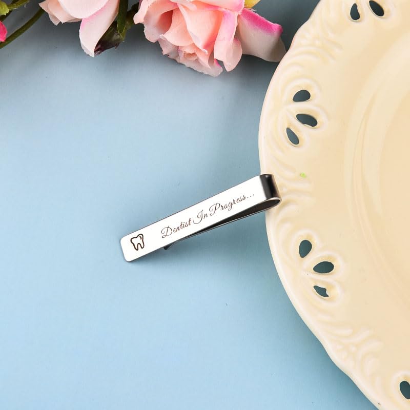 Silver Tooth Tie Clip Dental Dentist Gifts for Men Dental Hygienist Birthday Gifts for Him Tie Bars Clips Office Supplies - style: Dentist In Progress...