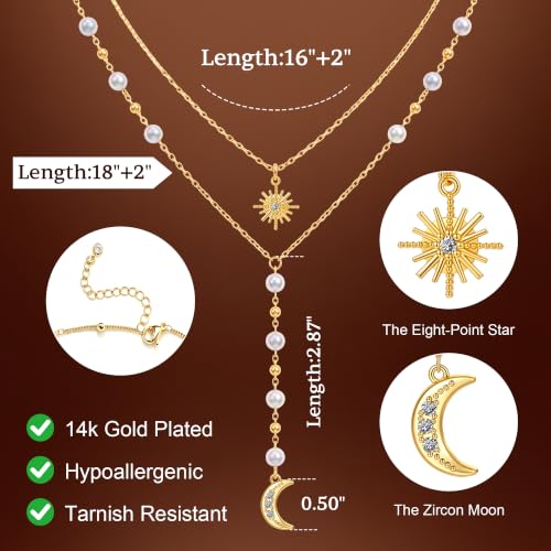 14K Gold/Silver Plated Miraculous Medal Rosary Cross Necklace Women | Miraculous Medal Y-Chain Rosary Necklace, Premium Gift Box, Catholic Milestone Gifts, Daily Faith Wear - style: Gold Style3