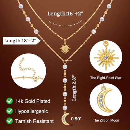 14K Gold/Silver Plated Miraculous Medal Rosary Cross Necklace Women | Miraculous Medal Y-Chain Rosary Necklace, Premium Gift Box, Catholic Milestone Gifts, Daily Faith Wear - style: Gold Style3