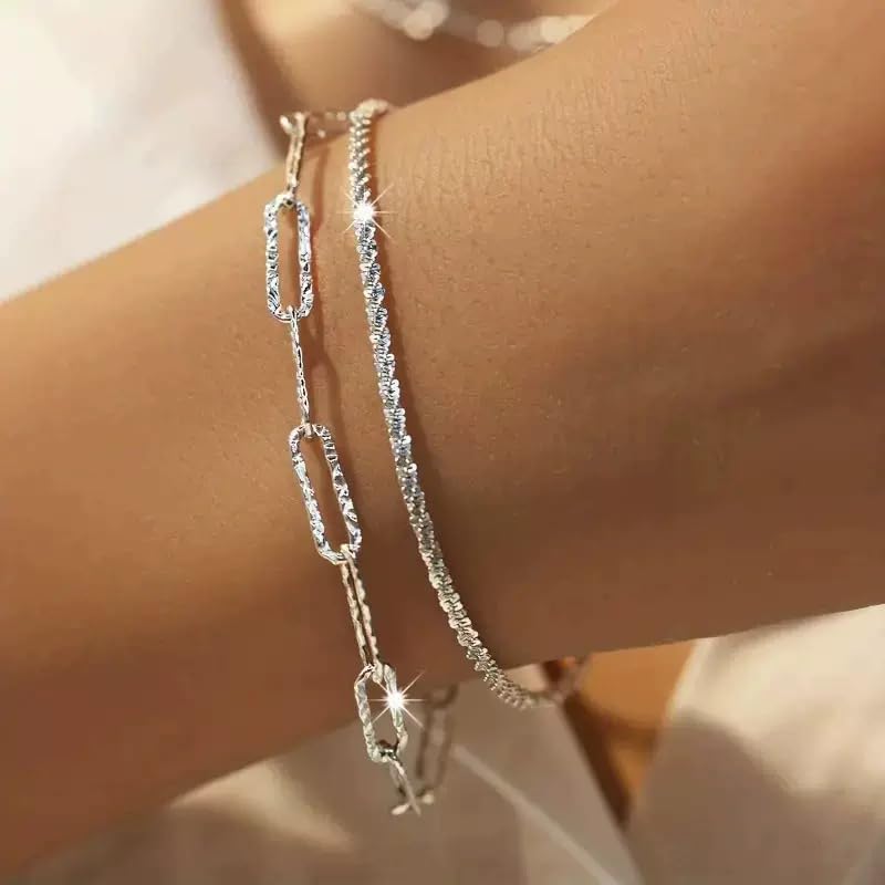 Necklace Bracelet for Women, Chocker Necklace, Crystal Bracelet Jewelry Set for Women, Wedding Jewelry for Bride, Sparkly Party Prom Hypoallergenic - color: Sliver