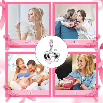 Charm for Bracelets and Necklaces Heart Cat Flower Boy 925 Sterling Silver Bead Birthday Jewelry Gift for Women - color: Cats Heart Charms