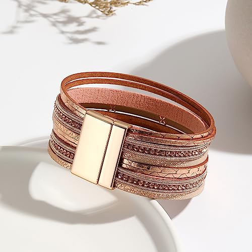 Long tiantian Boho Western Bracelets for Women Leather Wrap Bracelets Turquoise Bracelet Western Jewelry Country Concert Outfits - color: country jewelry(yellow)
