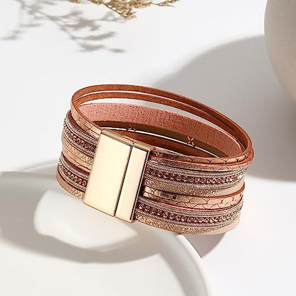 Long tiantian Boho Western Bracelets for Women Leather Wrap Bracelets Turquoise Bracelet Western Jewelry Country Concert Outfits - color: country jewelry(yellow)
