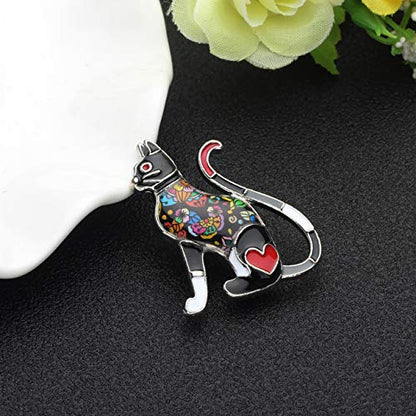 NEWEI Cat Brooch Pins for Women Girls Jacket Bag Charms Cat Pins Jewelry Gifts - color: Shadow