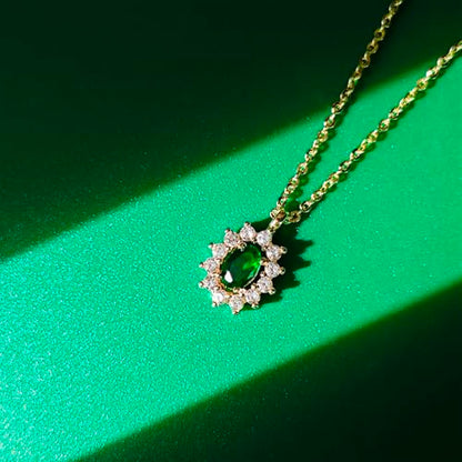 Luxval Diamond Pendant Gold Necklace for Women，Dainty 18k Gold Plated Choker Necklaces Simple Gold Jewelry Gifts for Women - color: Gold-Emerald Necklace